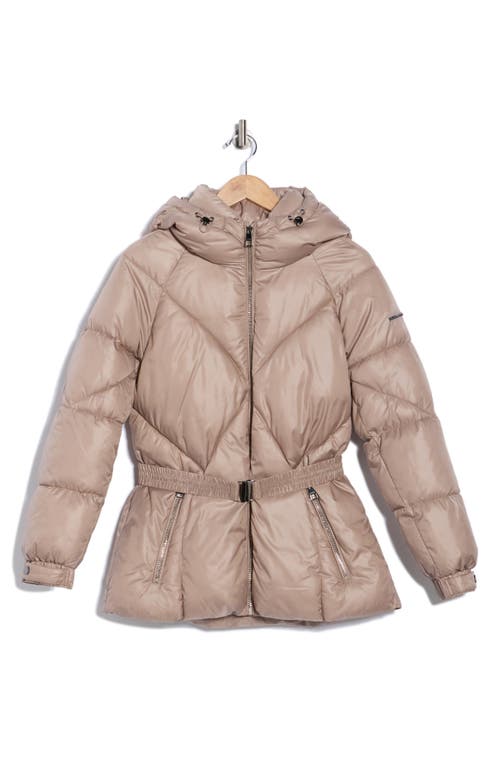 Bcbgeneration Missy Belted Puffer Coat In Neutral