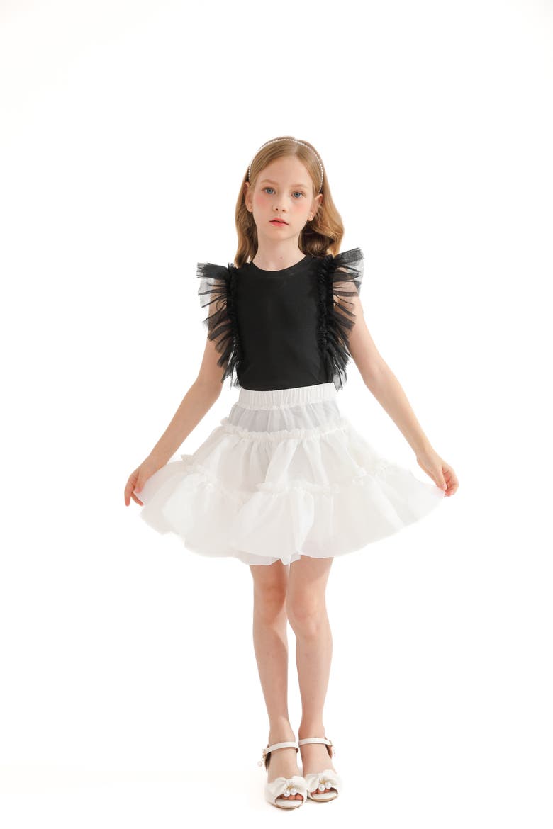 Frilled Satin Skort, Alternate, color, White