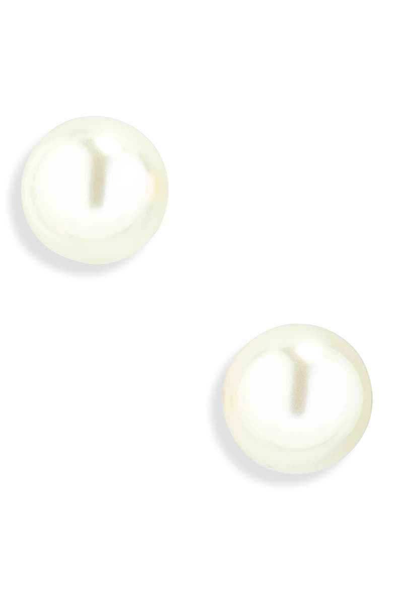 Demi-Fine Freshwater Pearl Stud Earrings, Main, color, WHITE- SILVER