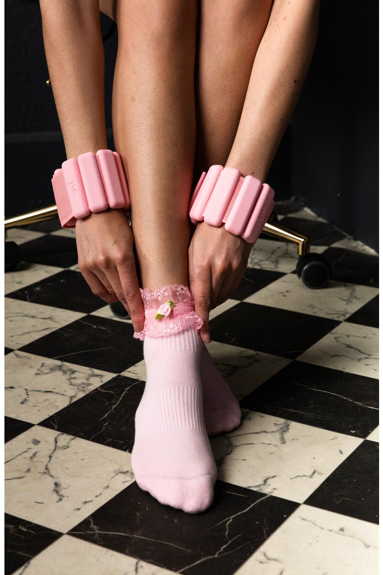 Diana Ruffle Assorted 2-Pack Grip Socks, Alternate, color, BLACK- PINK