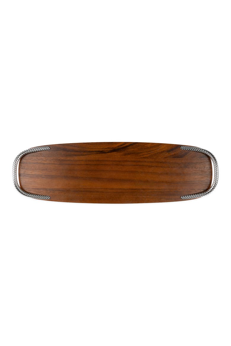 Wood Cheeseboard Tray with Handles, Alternate, color, BROWN