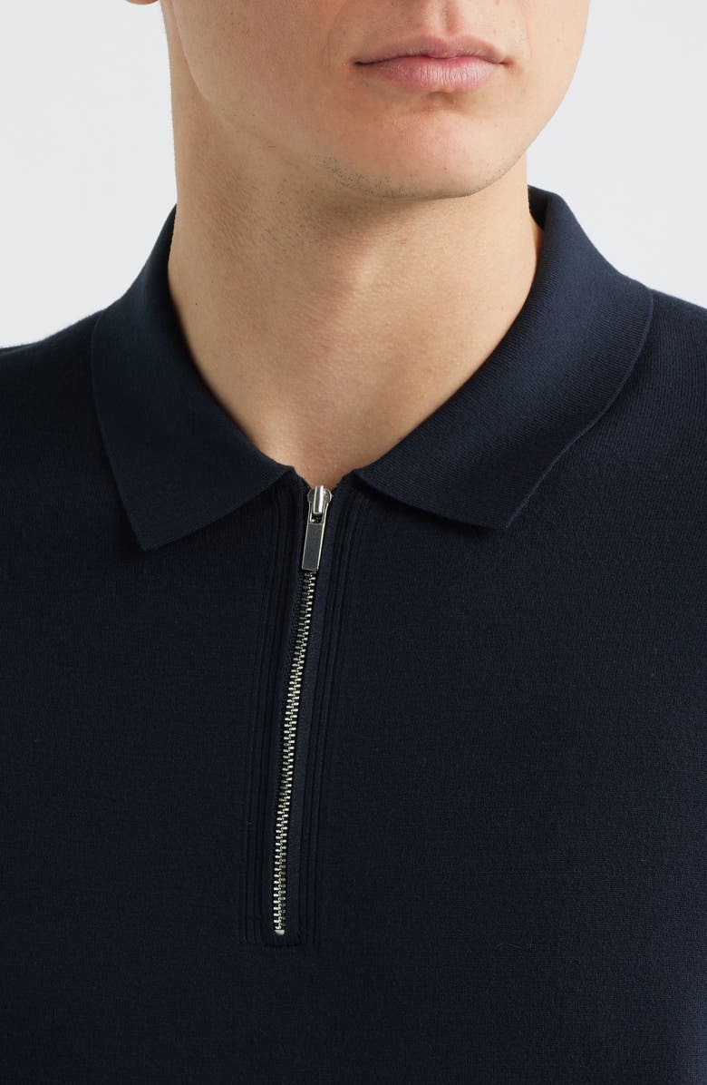 Theory Long Sleeve Quarter Zip Polo Sweater, Alternate, color, Dark Eclipse