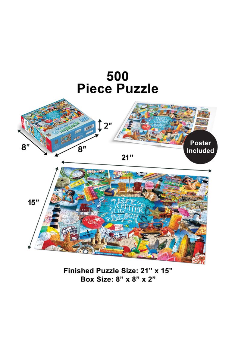 Greetings From the Beach 500pc Puzzle, Alternate, color, Multicolor