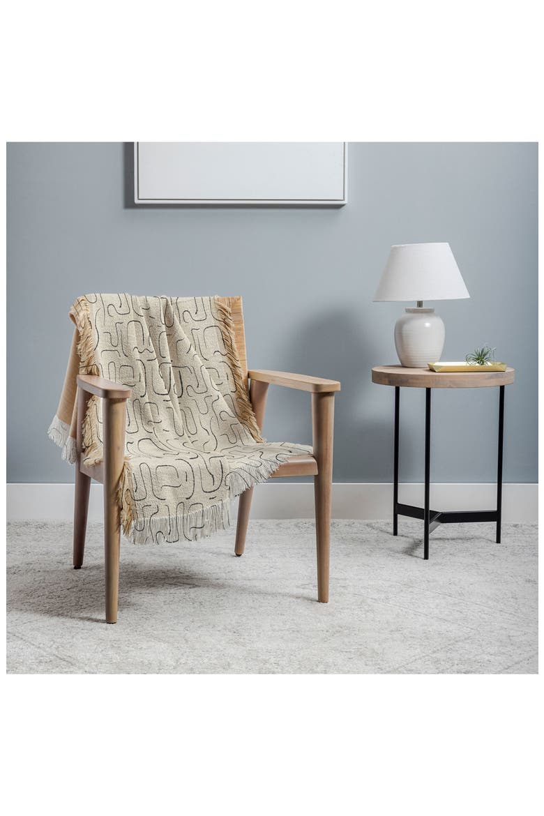Iveta Abstract Lines Throw Blanket, Alternate, color, BEIGE