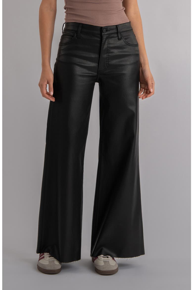 Ryan Fab Ab Coated High Waist Super Wide Leg Jeans, Main, color, BLACK