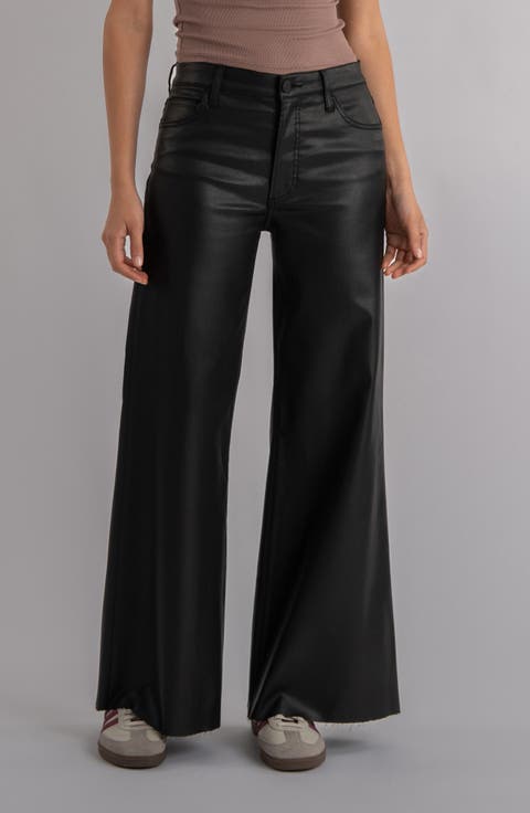 Ryan Fab Ab Coated High Waist Super Wide Leg Jeans