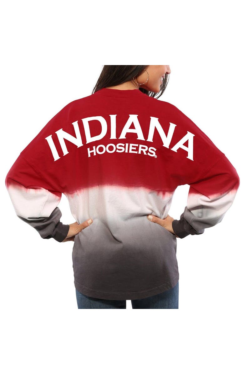 SPIRIT JERSEY Women's Crimson Indiana Hoosiers Ombre Long Sleeve Dip-Dyed Spirit Jersey, Alternate, color,