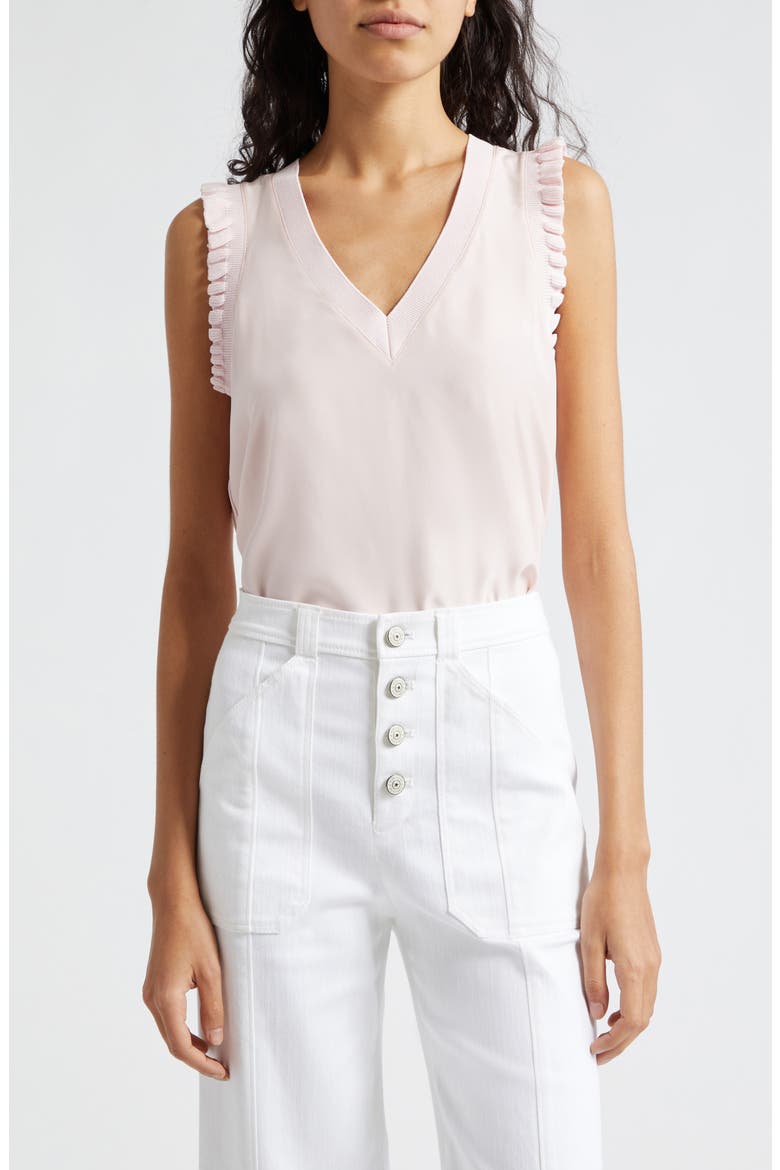 Cinq A Sept Lenore V-Neck Silk Blouse, Main, color, ICY PINK
