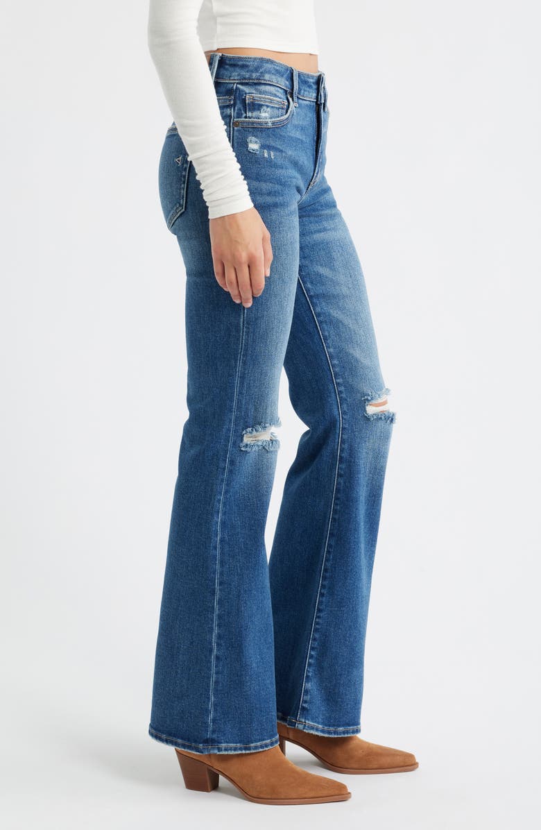 HIDDEN JEANS Ripped Mid Rise Flare Jeans, Alternate, color, Dark Wash