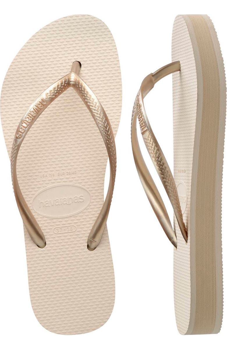 Havaianas Slim Flatform Flip Flop, Alternate, color, Beige