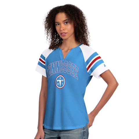 Women's Starter  Light Blue Tennessee Titans Game On Notch Neck Raglan T-Shirt