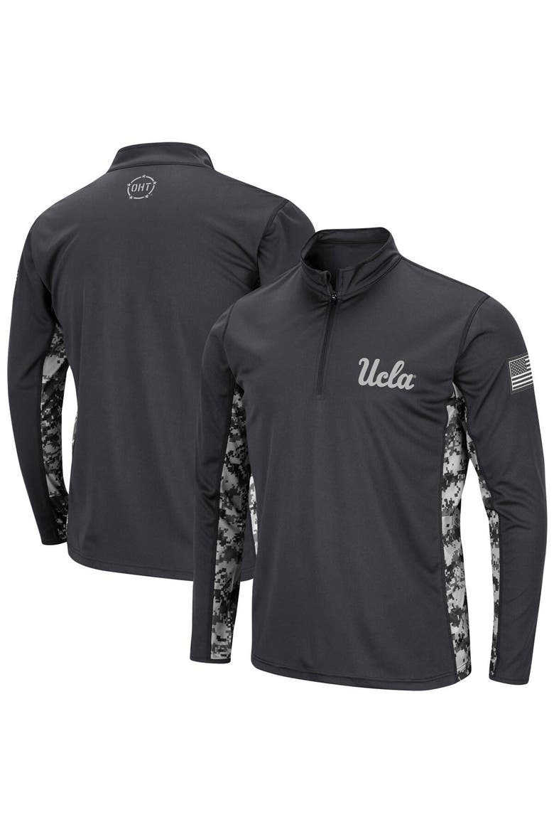 Men's Colosseum Charcoal UCLA Bruins OHT Military Appreciation Digital Camo Lightweight Quarter-Zip Pullover, Main, color, Charcoal