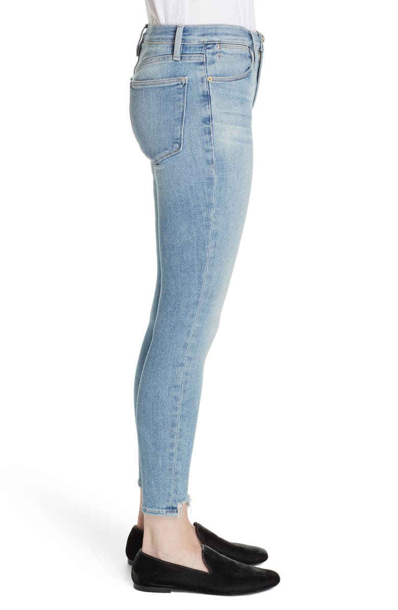 FRAME Le High Chew Hem Ankle Skinny Jeans, Alternate, color, 