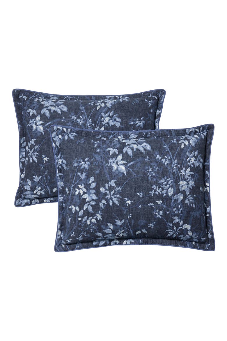 Caterina Floral & Stripe Reversible Cotton Percale Duvet Cover & Sham Set, Alternate, color, NAVY
