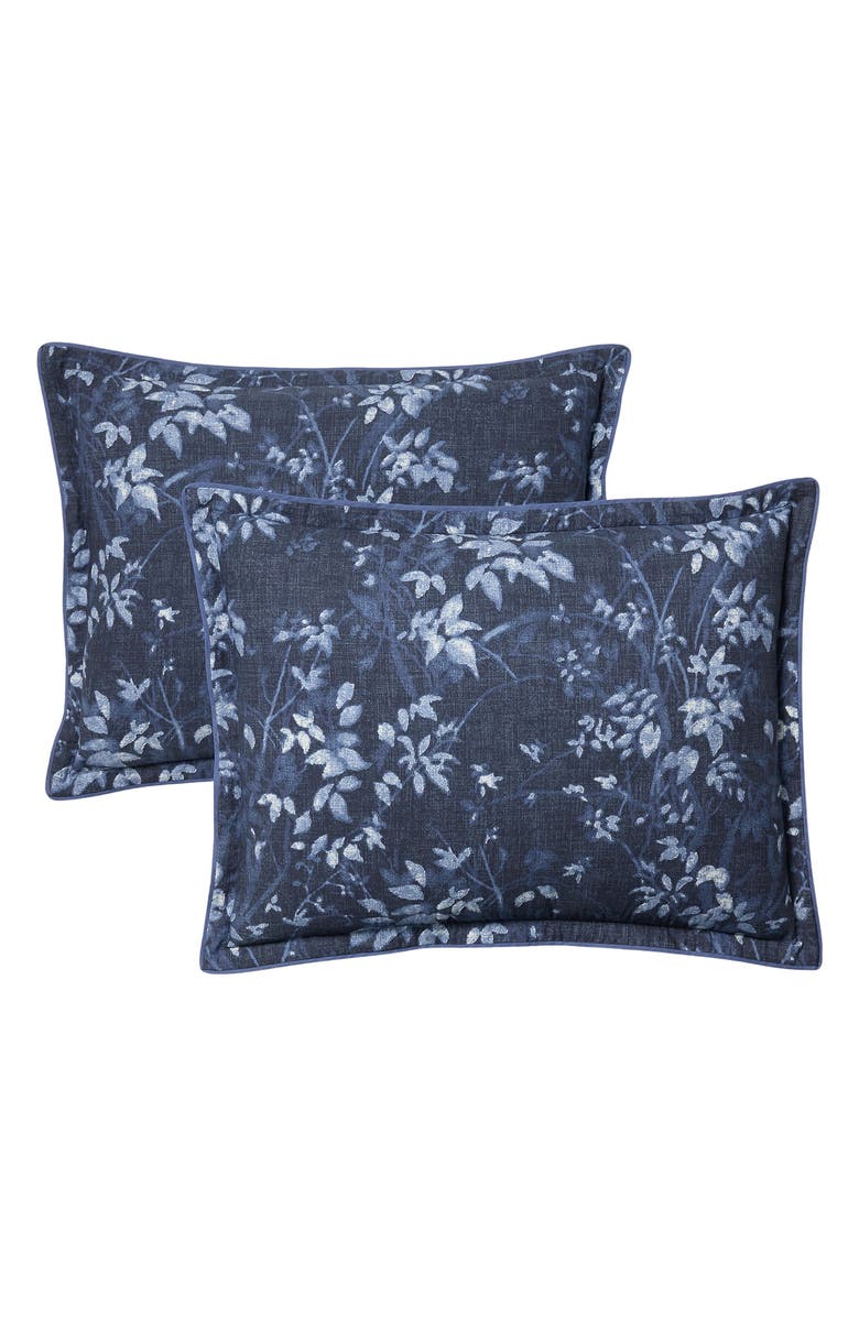 Lauren Ralph Lauren Caterina Floral & Stripe Reversible Cotton Percale Duvet Cover & Sham Set, Alternate, color, Navy