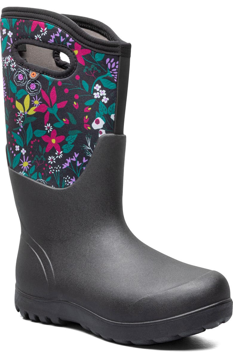 Bogs Neo Classic Cartoon Flower Waterproof Rain Boot, Main, color,