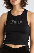 Juicy Couture Crystal Embellished High Neck Crop Tank Top