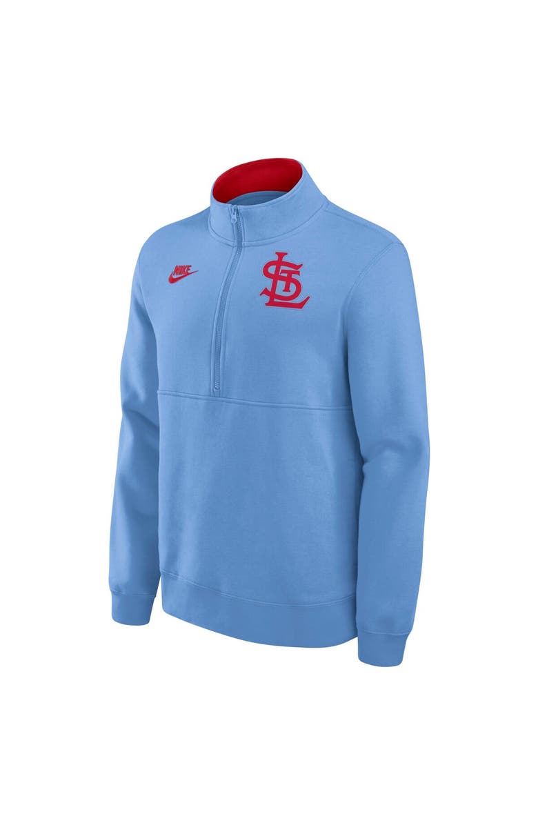 Nike Men's Nike Light Blue St. Louis Cardinals Cooperstown Collection Fleece Half-Zip Pullover, Alternate, color,