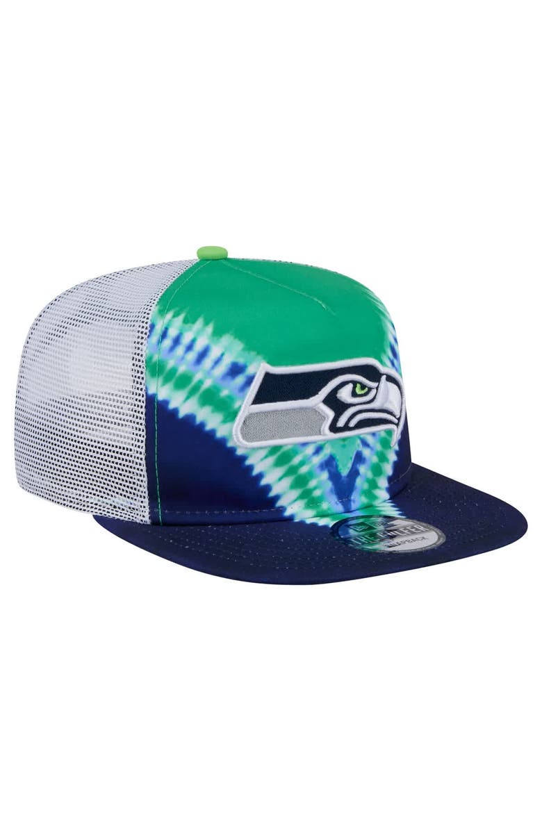 New Era Men's New Era Neon Green/College Navy Seattle Seahawks Throwback Dye Golfer Snapback Hat, Alternate, color, 