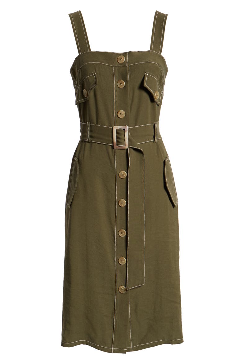 Chriselle Lim Sandrine Safari Dress, Alternate, color, JUNIPER OLIVE