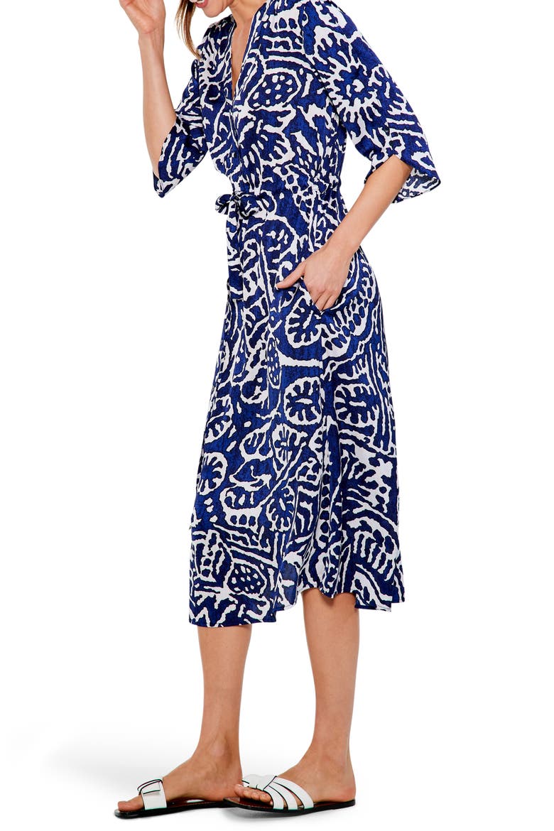 Indigo Stamp Print Shirtdress, Alternate, color, BLUE MULTI
