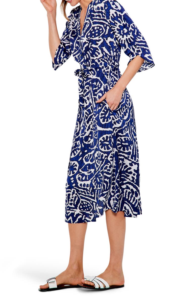 NIC+ZOE Indigo Stamp Print Shirtdress, Alternate, color,