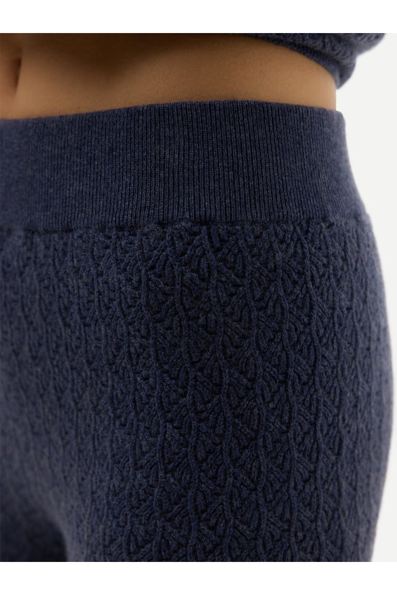 Wide-Leg Ajour Knit Cashmere Pants, Alternate, color, crown blue