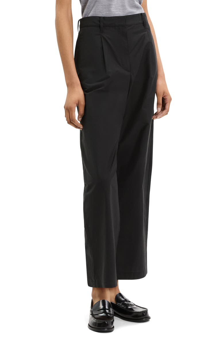 Theory Wide Leg Crop Cotton Blend Pants, Alternate, color, 
