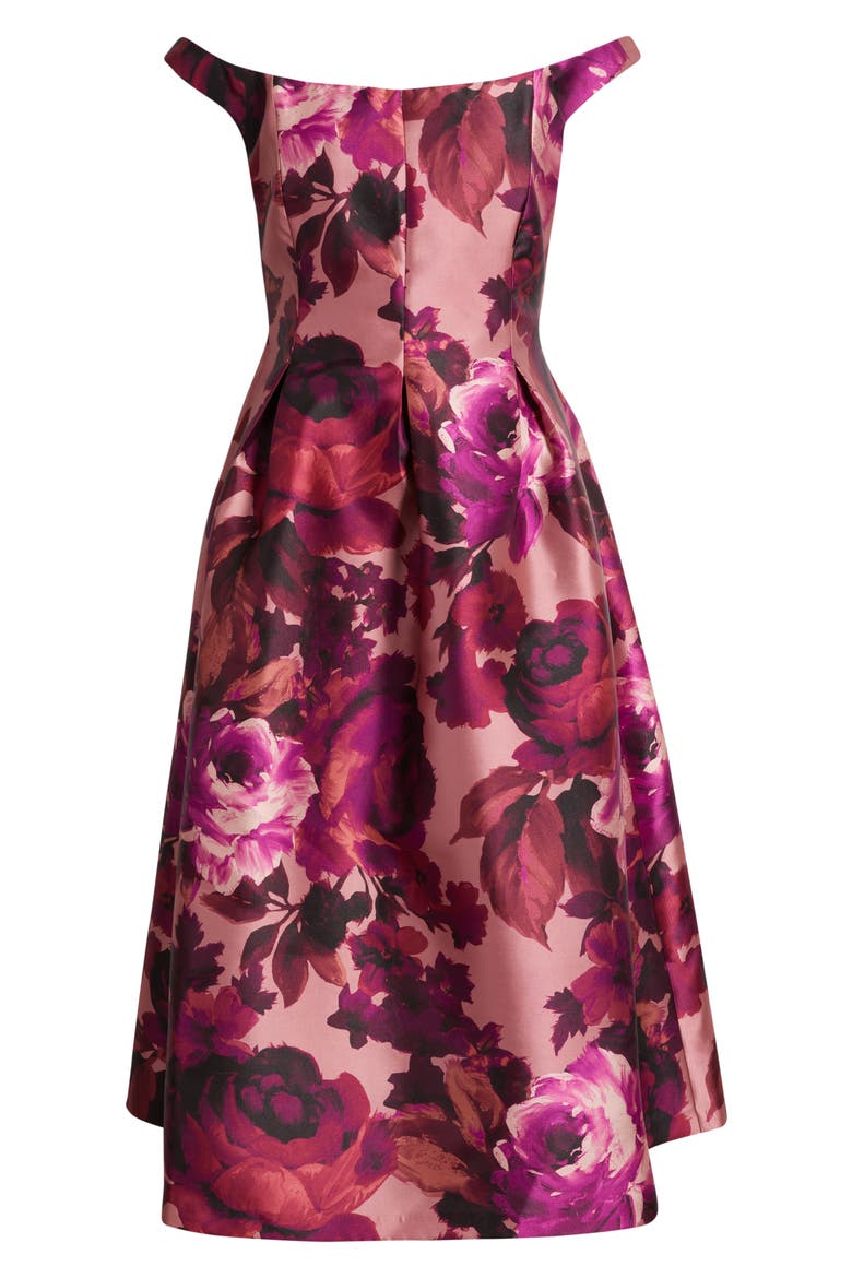 Floral Off the Shoulder Cocktail Dress, Alternate, color, PINK MULTI