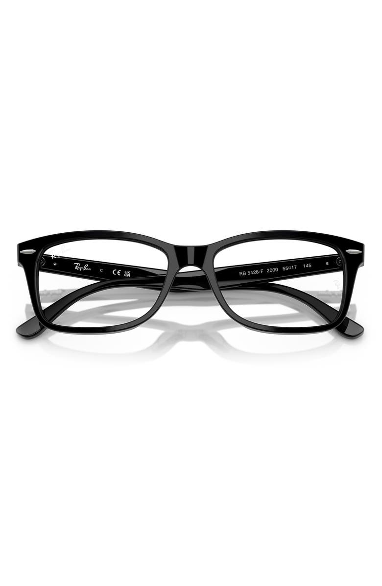 Ray-Ban 53mm Square Optical Glasses, Alternate, color, Shiny Black