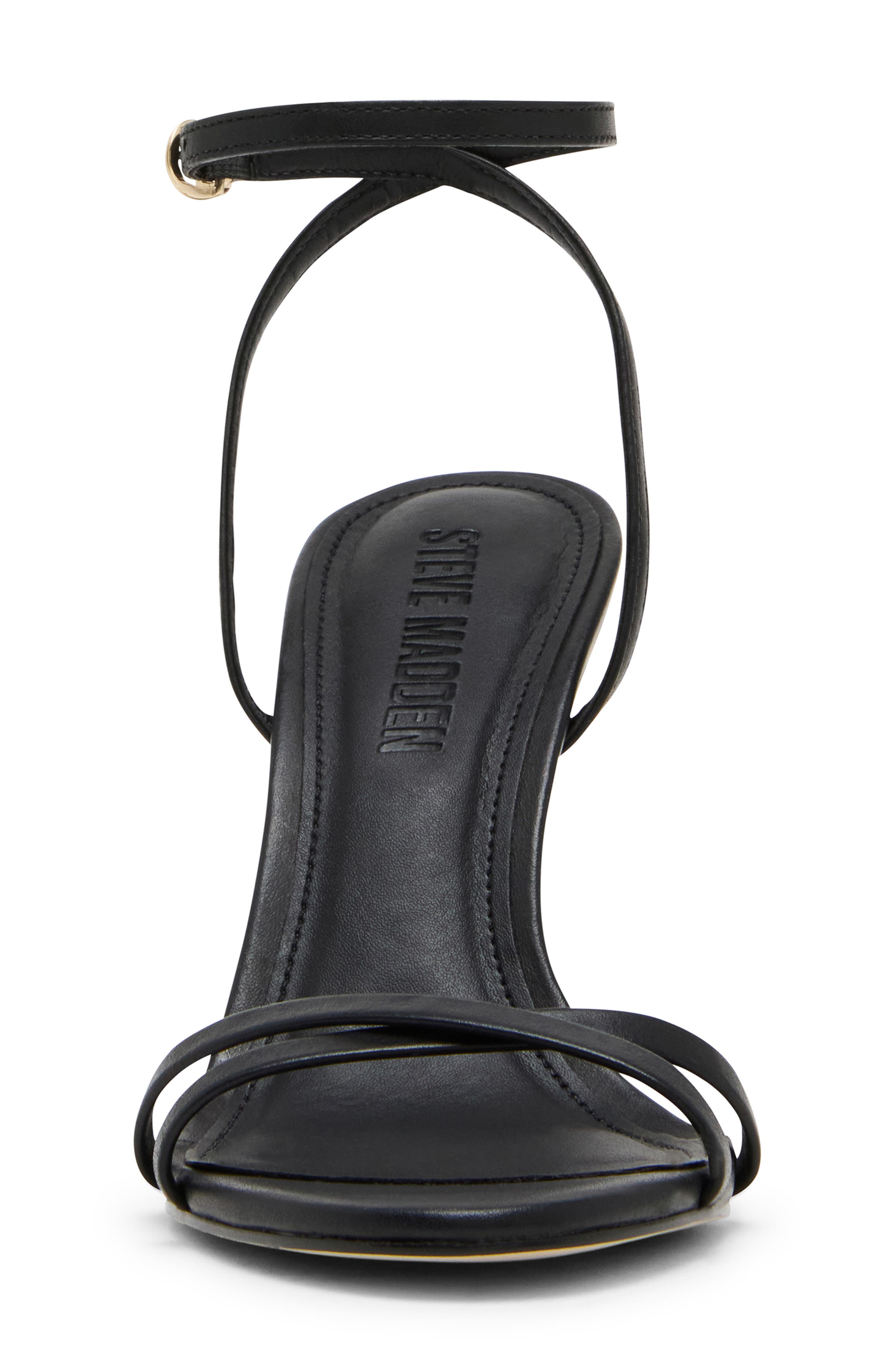 Steve Madden Ankle Strap Stiletto Sandal, Alternate, color, Black Leather