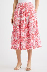 Caslon® Tiered Cotton Gauze Midi Skirt