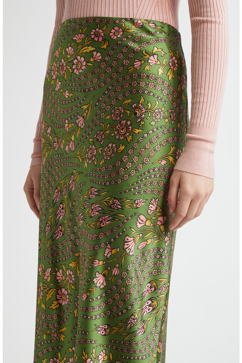 Clover Floral Silk Blend Skirt, Alternate, color, LEMONGRASS MULTI