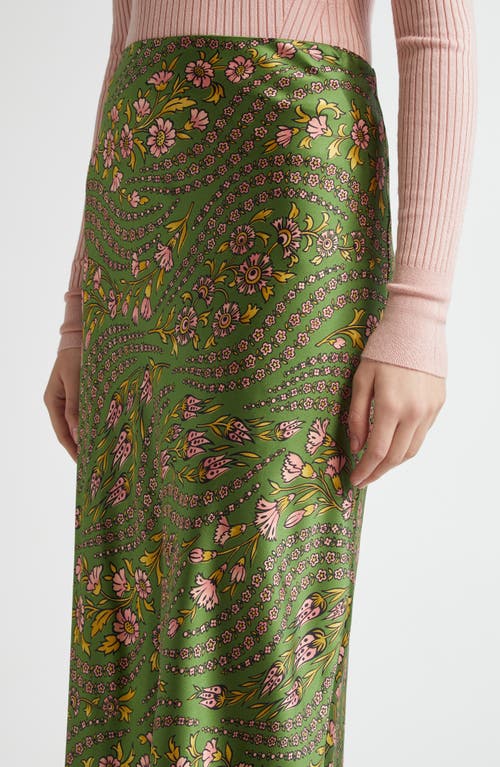 Veronica Beard Clover Floral Silk Slip Skirt In Lemongrass Multi