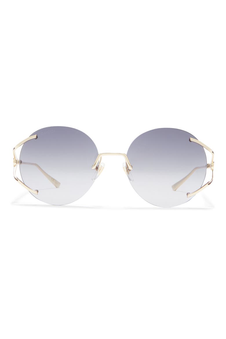 57mm Round Sunglasses, Main, color, GOLD