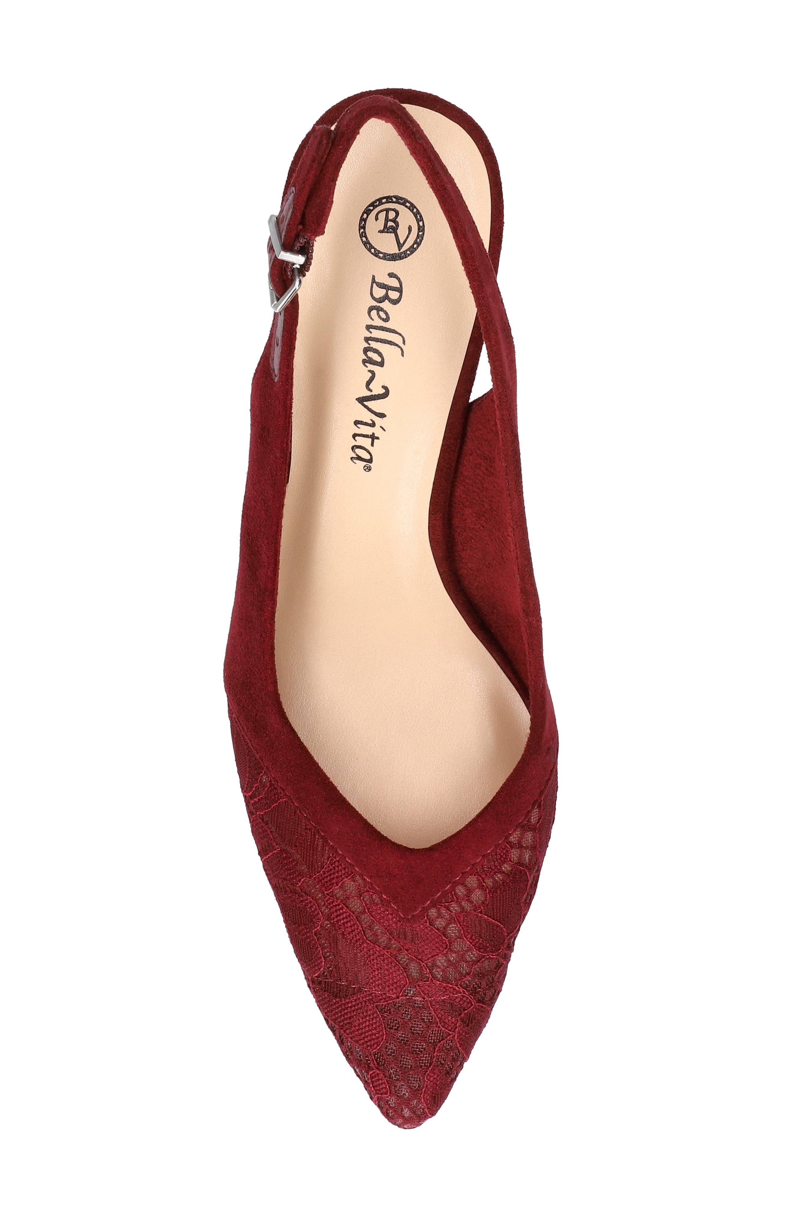 Bella Vita Marquette Slingback Kitten Heel Pump, Alternate, color, Burgundy Suede