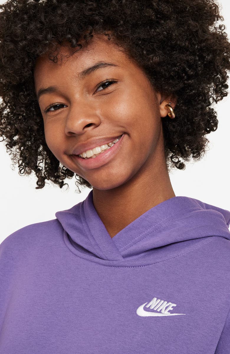 Nike Kids' Sportswear Fleece Hoodie, Alternate, color, Black Raspberry/ White