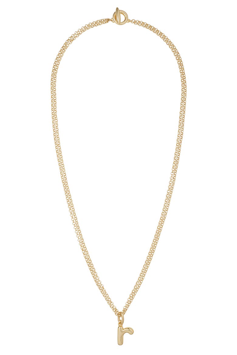 The Puffy Initial Pendant Necklace, Main, color, GOLD R