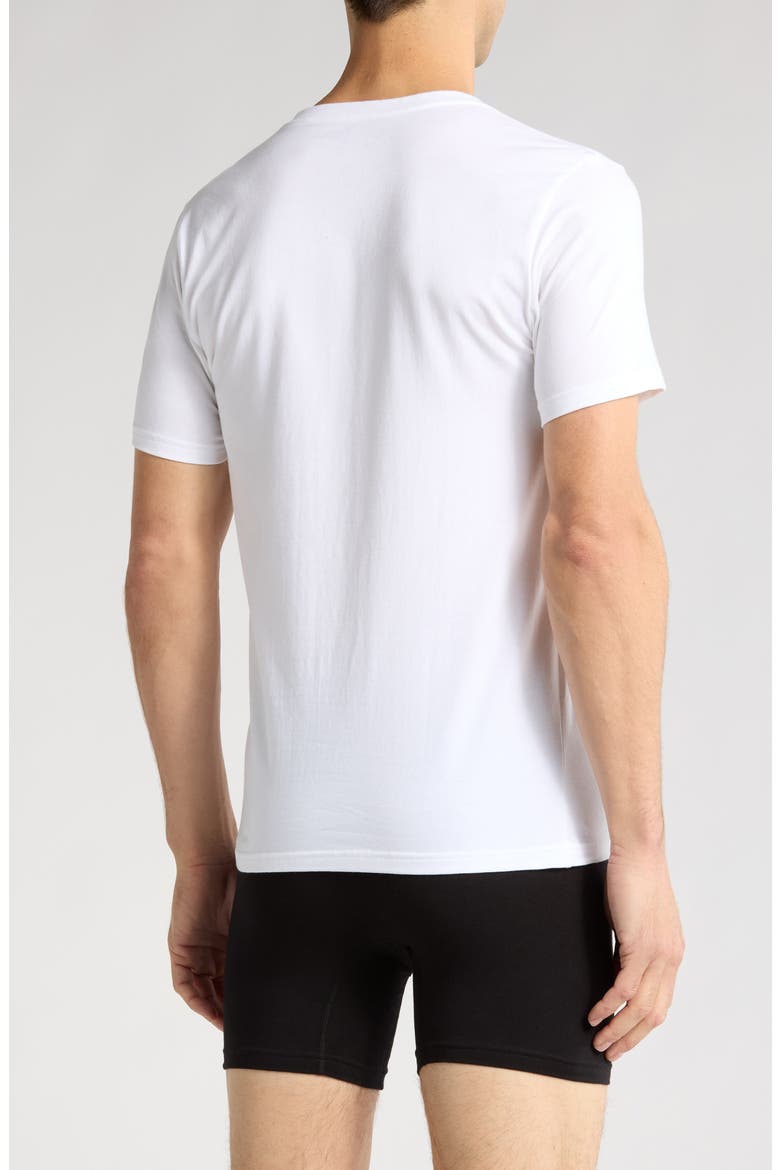 Stretch Cotton Slim Fit 3-Pack V-Neck Undershirts, Alternate, color, WHITE