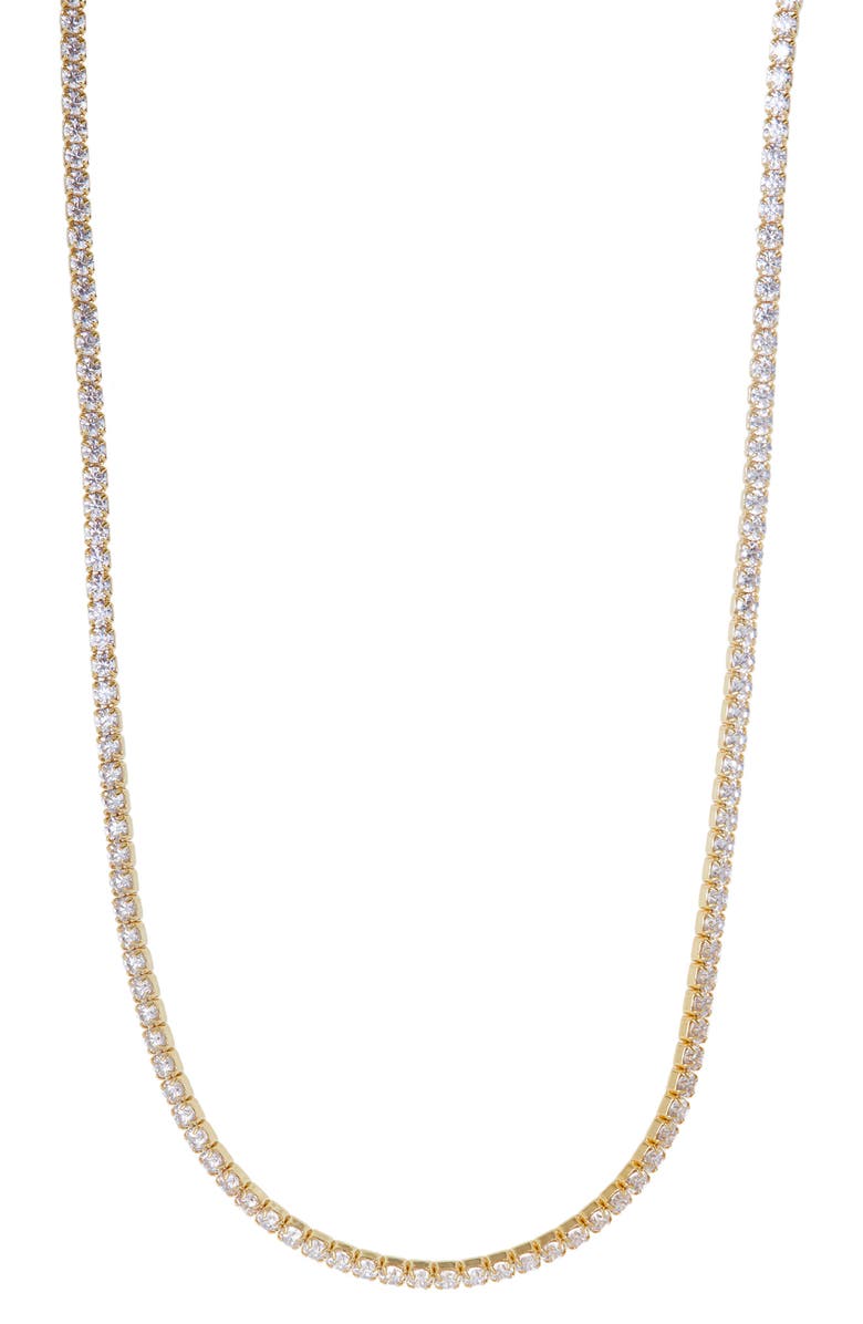 Argento Vivo Sterling Silver Cubic Zirconia Tennis Necklace, Main, color, Gold