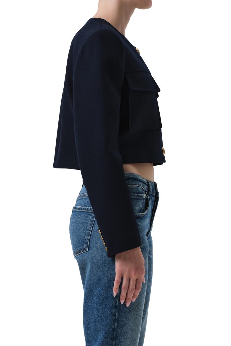 Sophia Crop Wool Jacket, Alternate, color, NAVY