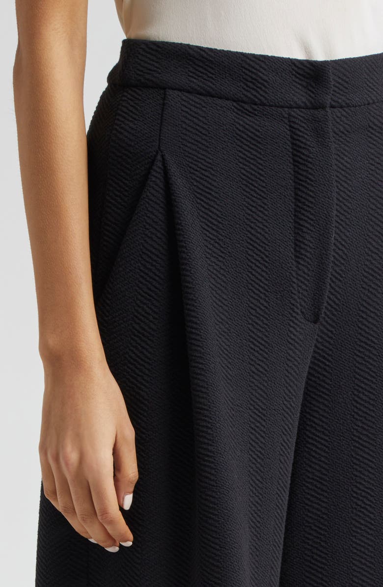 Emporio Armani Chevron Jersey Straight Leg Trousers, Alternate, color, Solid Black