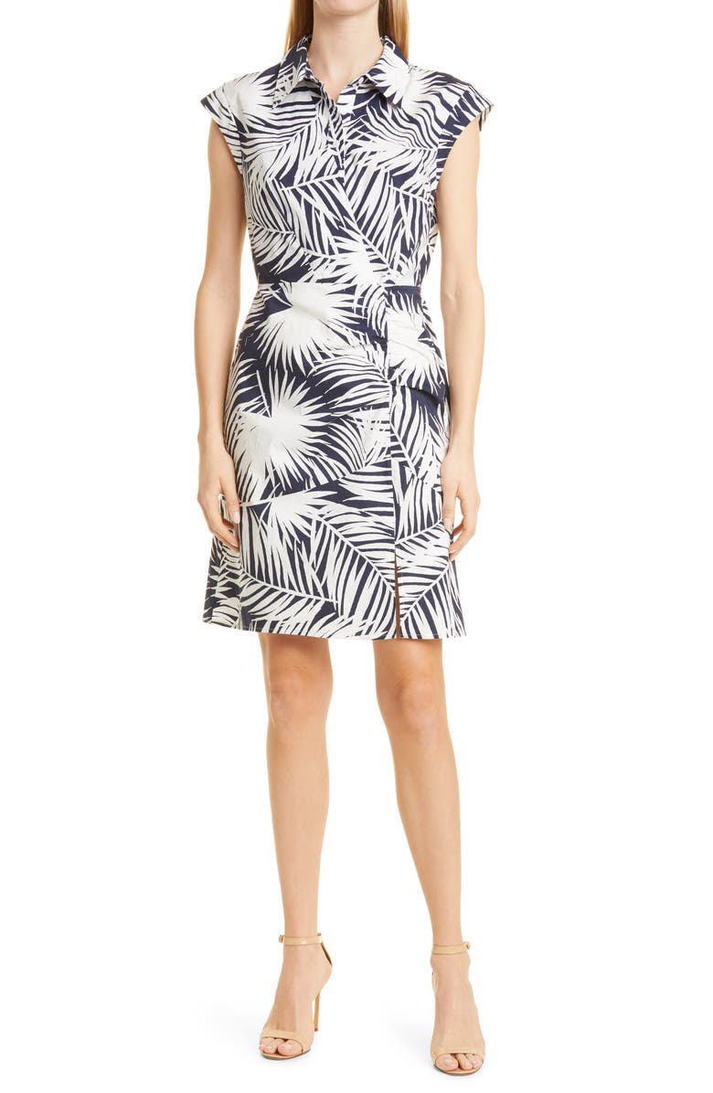 Milly Maxwell Palm Print Sheath Dress, Main, color, 