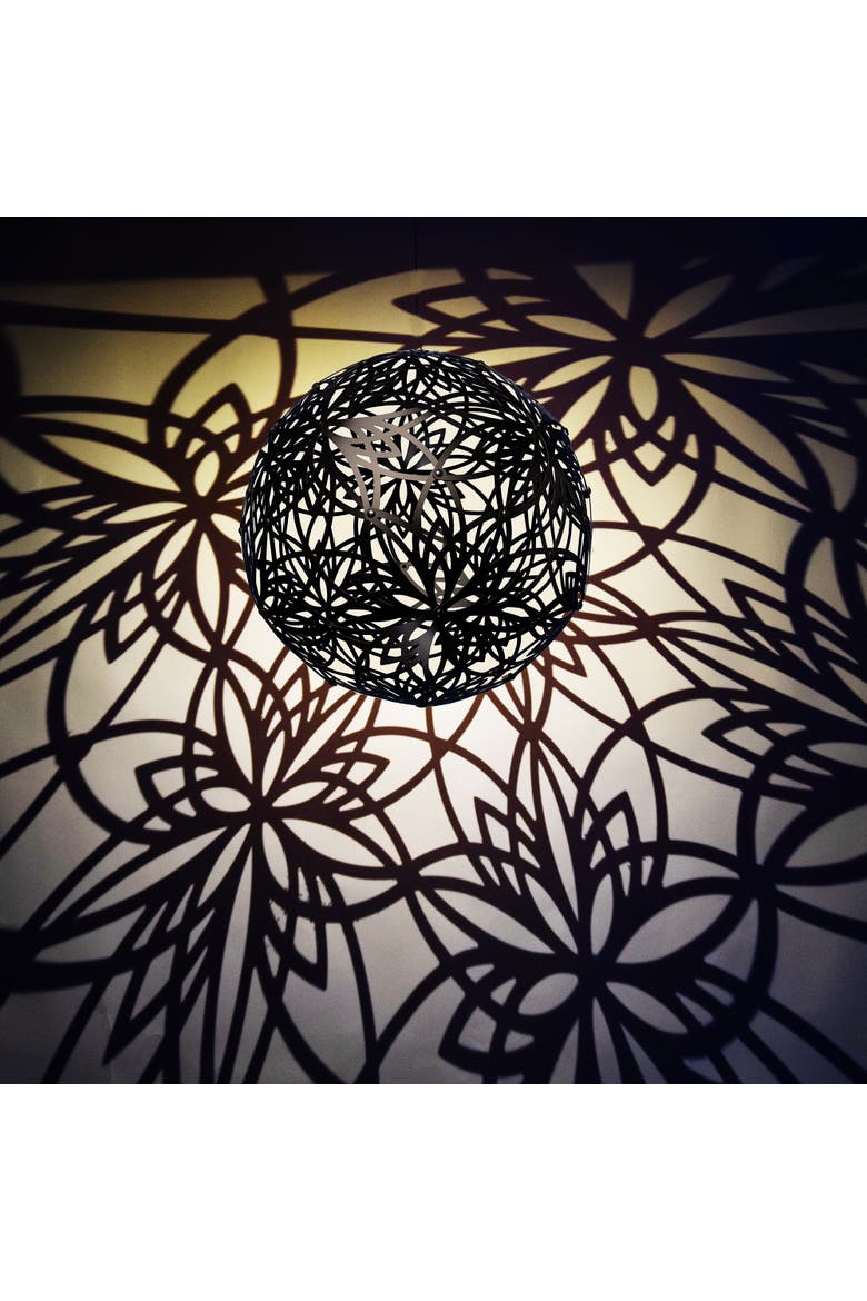 18" Solar Lotus Light Black Outdoor Hanging Décor, Alternate, color, Multicolored