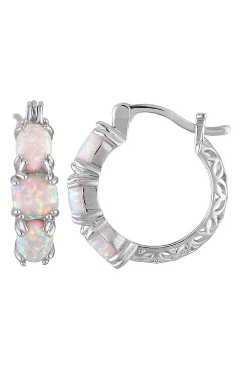 Lab Grown Opal Hoop Earrings
