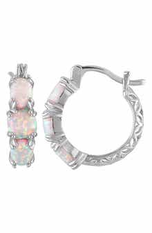 FZN Lab Grown Opal Hoop Earrings