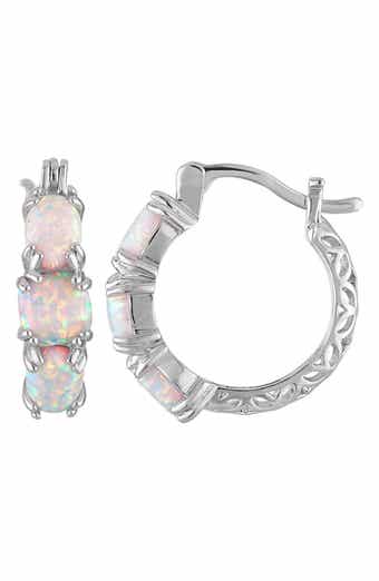 Lab Grown Opal Hoop Earrings