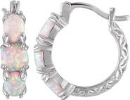 FZN Lab Grown Opal Hoop Earrings