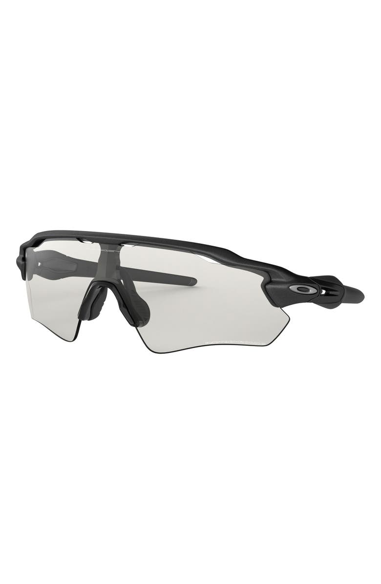 Oakley Radar<sup>®</sup> EV Path 138mm Polarized Photochromic Shield Wrap Sunglasses, Alternate, color, Steel/ Black