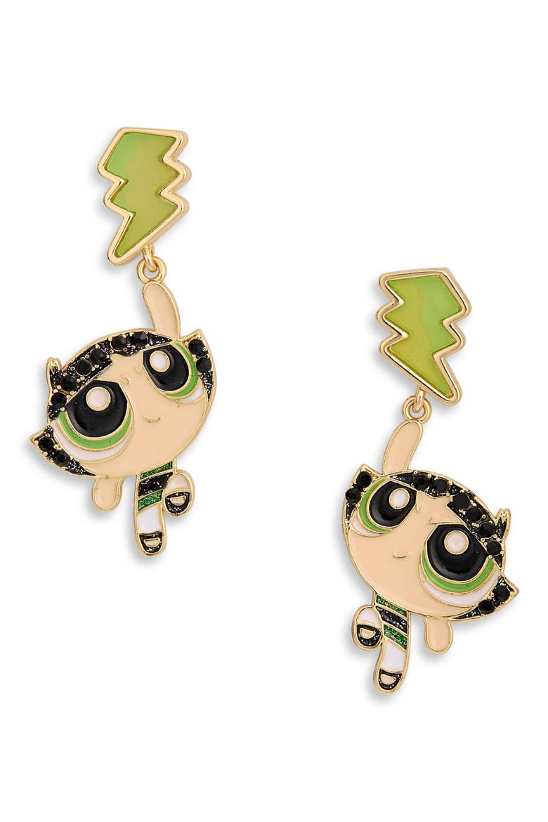 Powerpuff Girls™ Buttercup Lightning Bolt Drop Earrings, Alternate, color, MULTI
